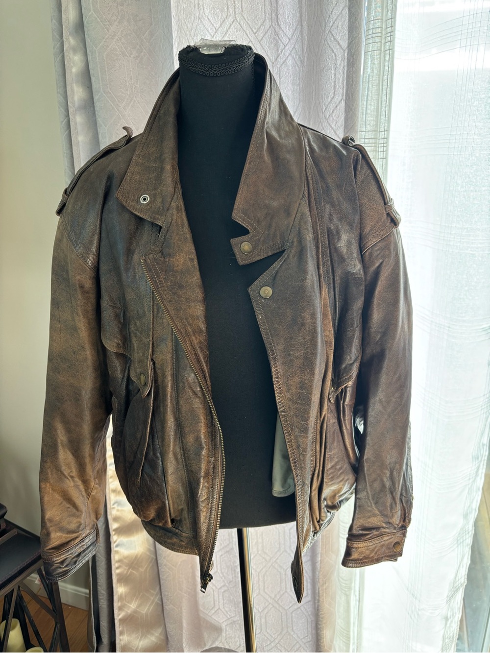 Wilsons Leather Brown Distressed Bomber Jacket